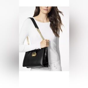 Michael Kors Black Shoulder Bag with Gold Details